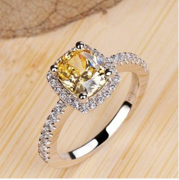 RingsForWomenBridalWeddingAnelliTrendyJewelryEngagementRingWhiteGoldColorAnillos